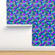 Art Camo with spots in purple, green and blue