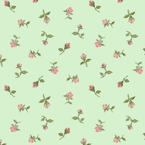 Floating Vintage Rosebuds #1 - mint green, large 