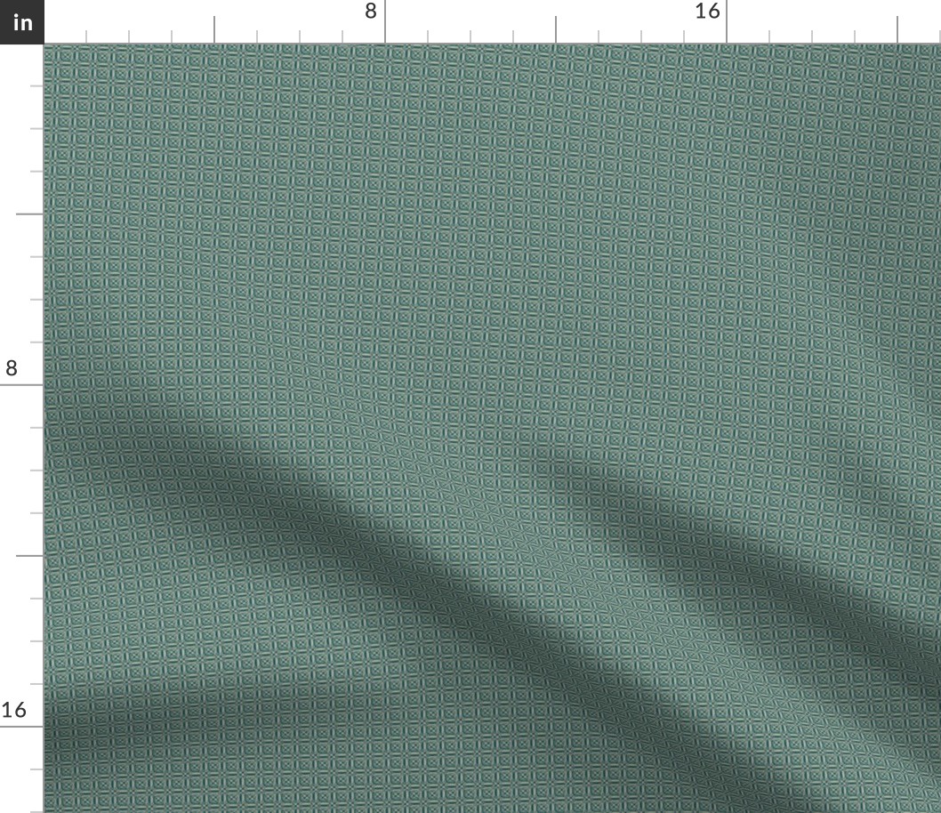 JP14 - Miniature -  Mod Geometric Quatrefoil Checks in Mocha  and Turquoise