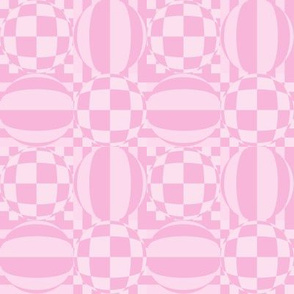 JP13 - Medium - Mod Geometric Quatrefoil Checks in Two Tone Cotton Candy Pink