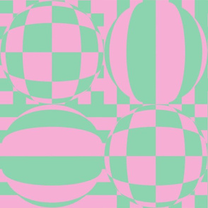 JP12 - Large - Mod Geometric Quatrefoil Cheater Quilt in Pink and Green Pastels