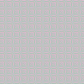 JP12 - Miniature - Mod Geometric Quatrefoil Checks in Pink and Green Pastels