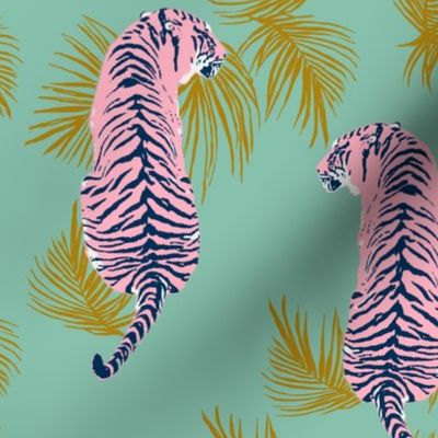Paisley Tiger - Green & Pink