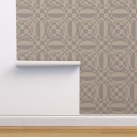 JP9 - Large -  Mod Geometric Quatrefoil Cheater Quilt in Buff and  Pearl Grey