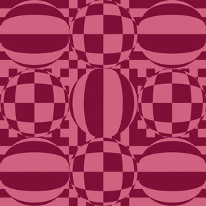 JP7 - Large -  Mod Geometric Quatrefoil Cheater in Rosty Red and Rustic Pink