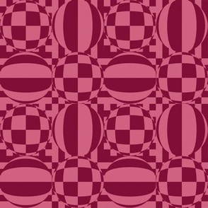 JP7 - Mod Geometric Quatrefoil Checks in Rosty Red and Rustic Pink