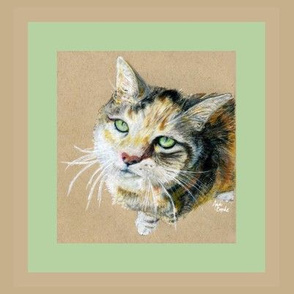 Cat Suzie portrait (green frame)-ed