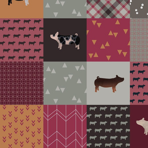 Cheater Quilt - Pigs / Swine / Hogs - Rosy - Large