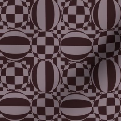 JP5 - Medium - Mod Geometric Quatrefoil Checks in Lavender Brown aka Puce Monochrome