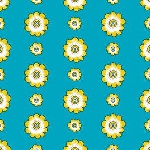 Daisy Chain_Teal Blue Yellow and White by Paducaru