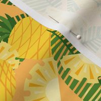 Pineapple Summer Fabric Fruit Pineapple Yellow Tropical Leaves