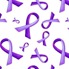 Painted Purple Ribbon on white