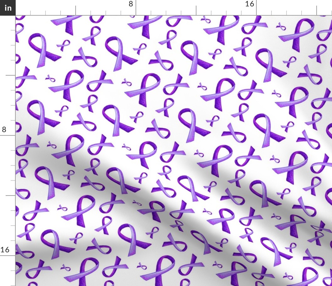 Painted Purple Ribbon on white