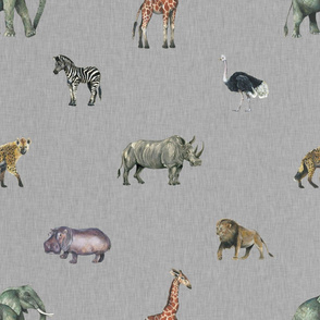 Safari Animals on Linen - Larger