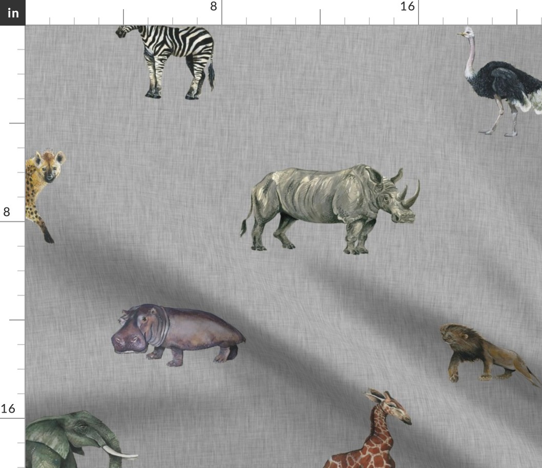 Safari Animals on Linen - Larger