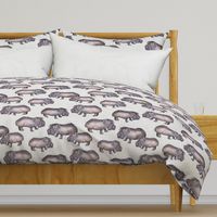 Hippos on Linen - Larger Scale