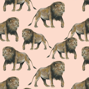 Lions on Pink - Larger Scale