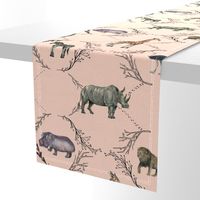 Safari Toile on Pink - Larger Scale