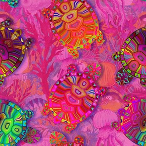 small chameleon scattered psychedelic tortoise turtle pink summer FLWRHT
