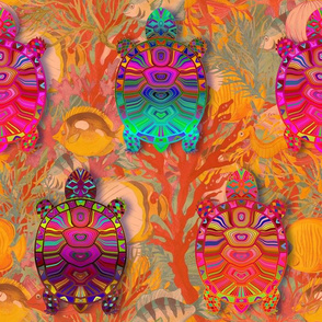 large chameleon psychedelic rainbow tortoise turtle orange FLWRHT