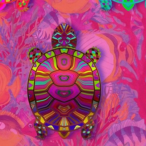 large chameleon psychedelic tortoise turtle pink summer FLWRHT