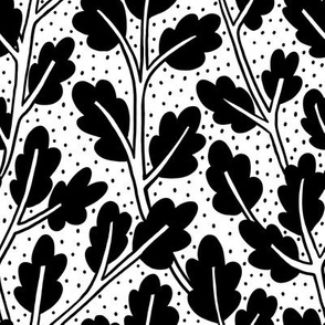 Oak black and white abstract pattern