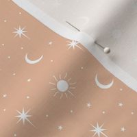 Mystic boho Universe sun moon phase and stars sweet dreams night soft peach coral white  SS