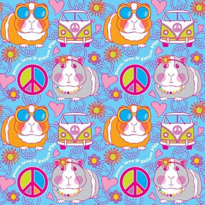 medium peace and love guinea pigs on blue