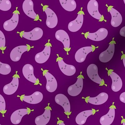 Happy Eggplants on Purple