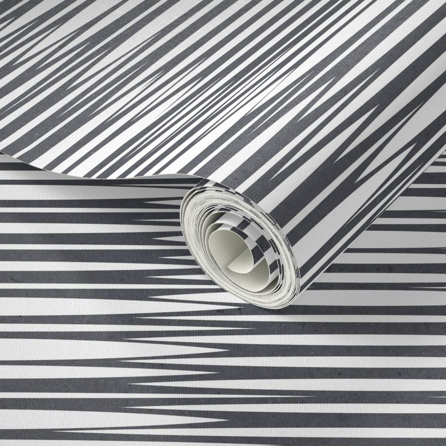 Small scale // Zebra simplified lined horizontal stripes // grey charcoal textured