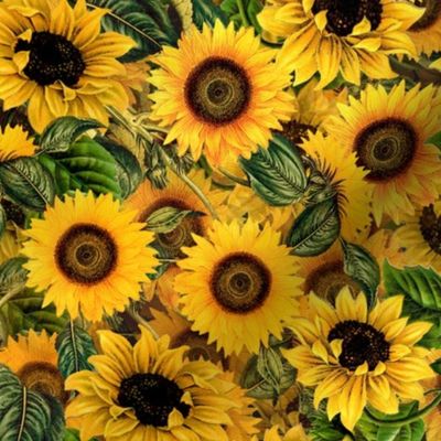 12" Vintage Sunflowers different layers 