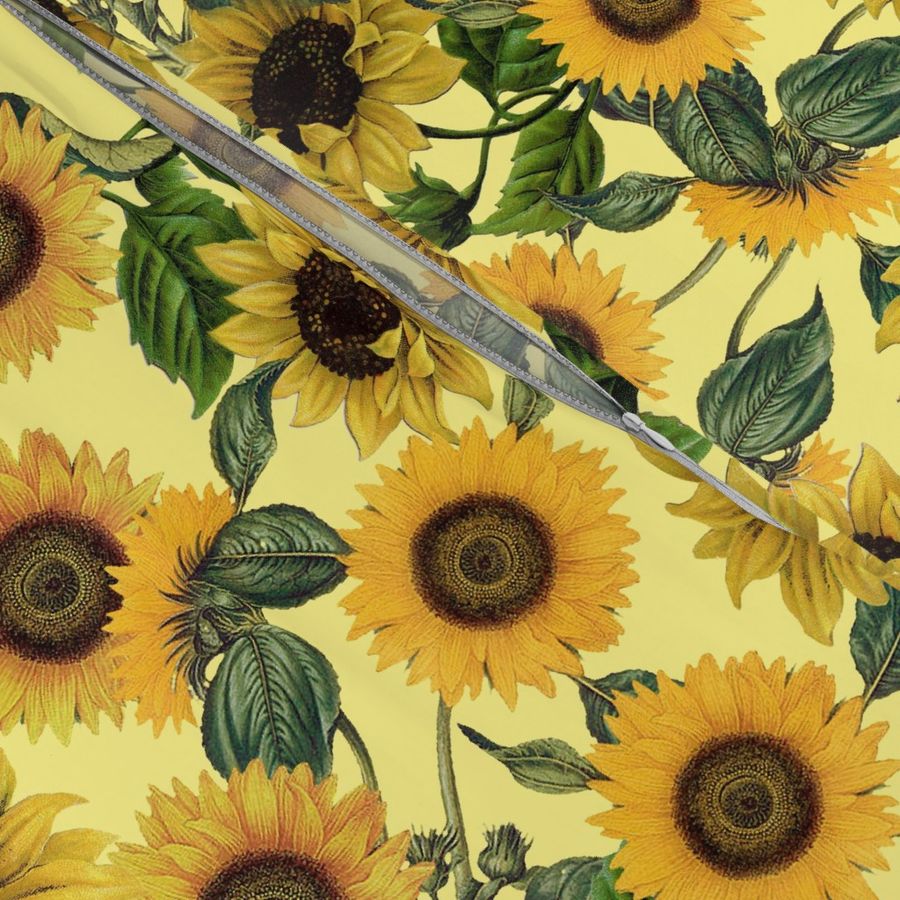 Large-Vintage Nostalgic Sunflowers Autumn Garden Yellow