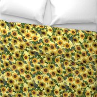 Large-Vintage Nostalgic Sunflowers Autumn Garden Yellow