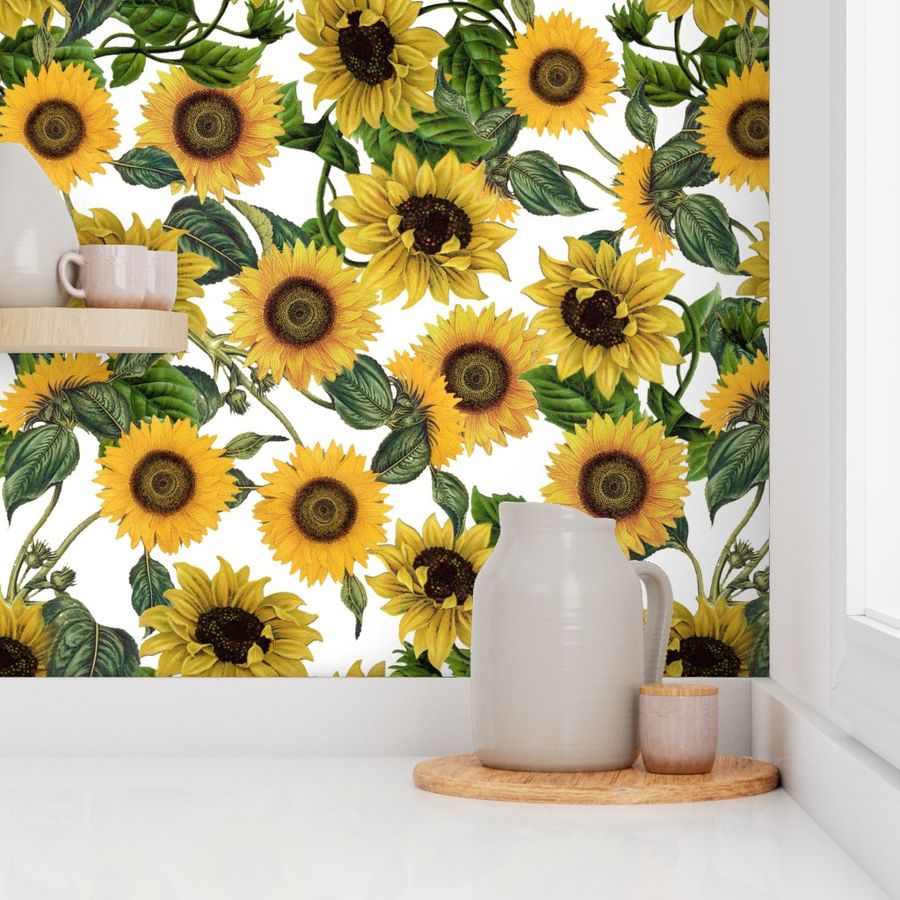 12" Sunflowers forever  - Sunflowers fabric ,sunflower fabric