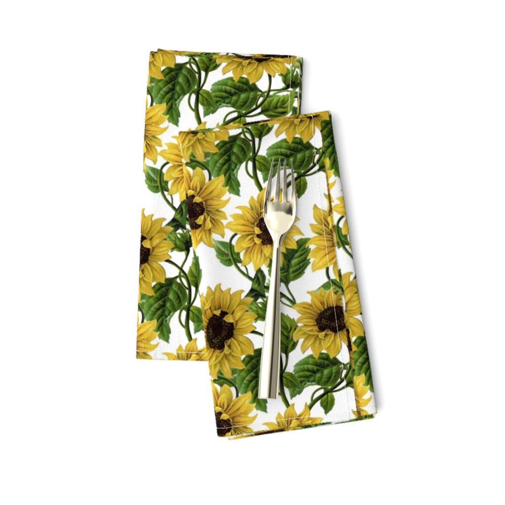 14" Sunflowers on White