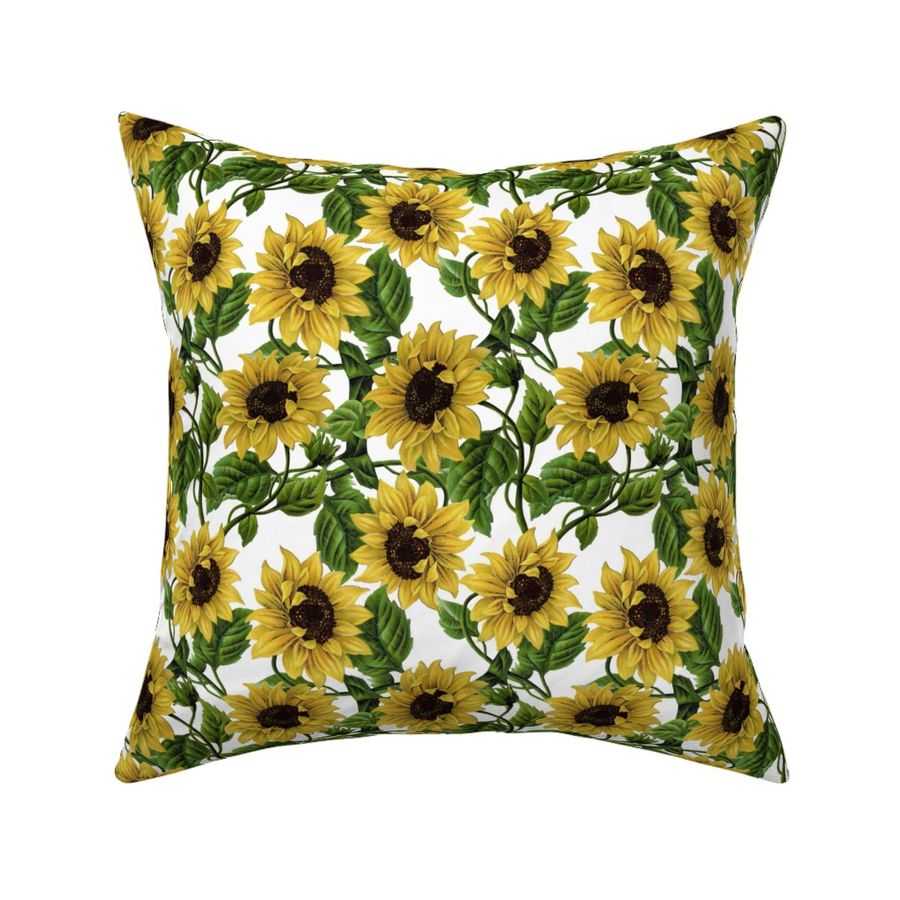 14" Sunflowers on White