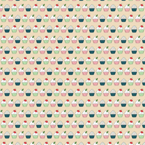 Small Cupcake Pattern on Cream