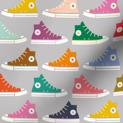 High Tops - Rainbow Colorful - Gray MD