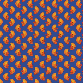 Siamese Fighting Fish - orange on blue - medium