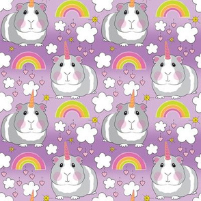 medium unicorn guinea pigs and rainbows on purple