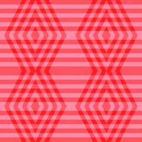 JP37 - Medium - Buffalo Plaid Diamonds on Stripes in Scarlet Red and Pink
