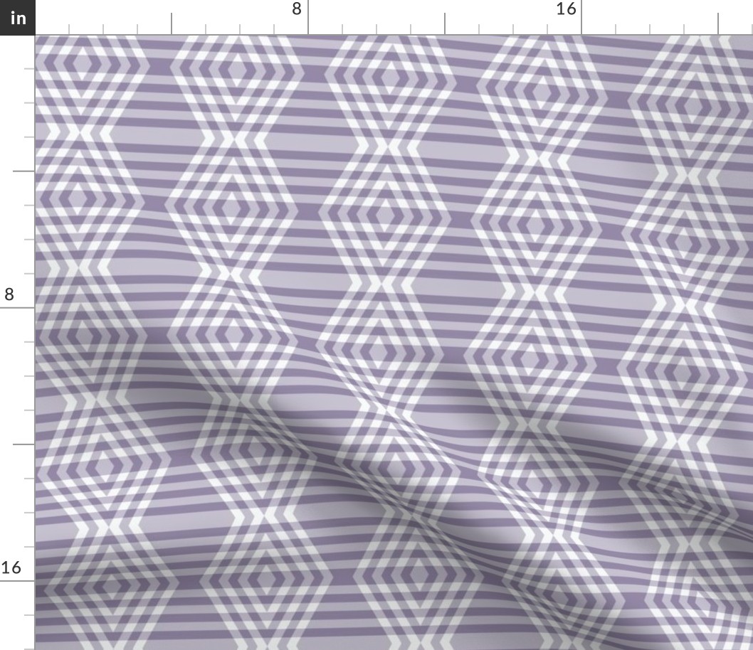 JP35  - Medium - Buffalo Plaid Diamonds on Stripes in Neutralized Violet Monochrome