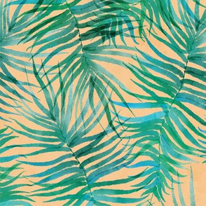 Watercolor Emerald Palms (tequila sunrise)