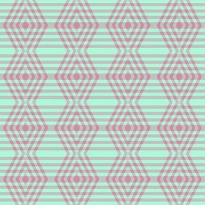 JP28  - Small - Buffalo Plaid Diamonds on Stripes in Creamed Raspberry Pink and Minty Green