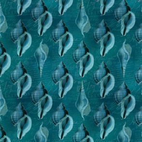 Turquoise Nostalgic Seashell Pattern