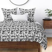 Monochrome Winter Birds Pattern