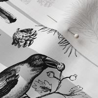 Monochrome Winter Birds Pattern