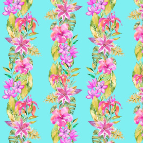 Tropical Flower Stripe Summer Pattern