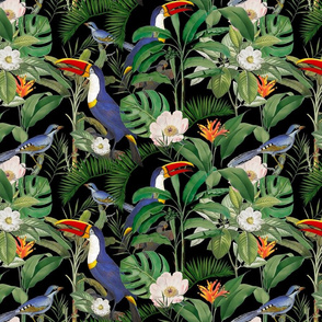 Tropical Jungle Toucans Summer Pattern