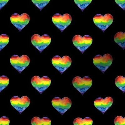 Rainbow Hearts on Black